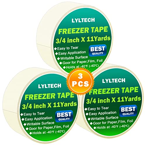 LYLTECH Freezer Tape - 3 Rolls, 3/4in x 11yd, Waterproof, Writable