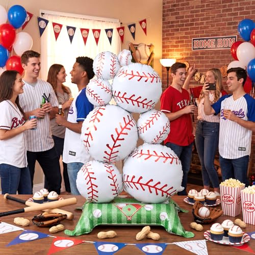 Soulchen 1 Pcs Giant Baseball Balloon - 3.5 ft Self-Standing Party Decoration