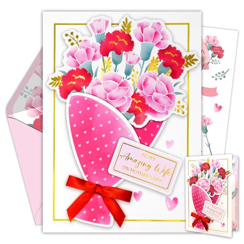 Gold Foil Mother's Day Card for Wife - 5x7in with Stickers