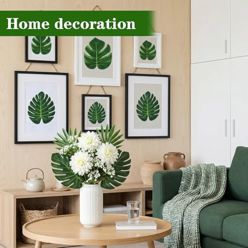 Artificial Tropical Palm Leaves Set - 50 Faux Monstera & Jungle Foliage for Decor