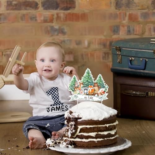 Woodland Animal Baby Shower Cake Topper - Fox, Deer & Owl Decor