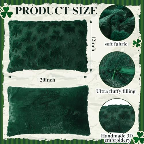 St. Patrick's Day Shamrock Pillow Cover 20x12 Inch Plush Decor