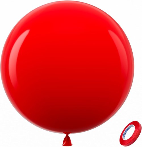 Bezente 36-Inch Red Giant Balloons - Jumbo Round Latex Balloons for Weddings, Birthdays & Parties