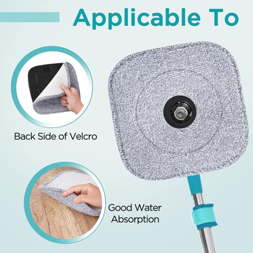 4 Pack Microfiber Mop Pads Refills - 8.6" Square, Superior Absorbency