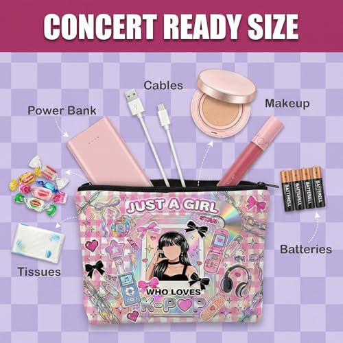 KKUHTY Y2K Pink Cosmetic Bag & Coquette Travel Makeup Pouch