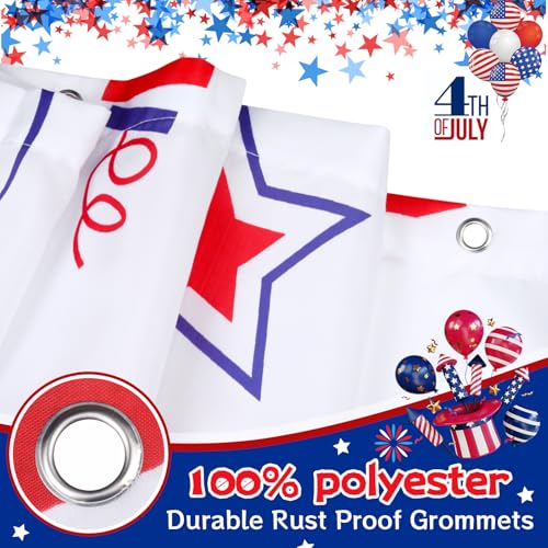 Patriotic USA 4th of July Shower Curtain - Blue and White, 71x71 Inch
