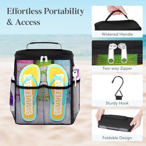 Lifewit Mesh Shower Caddy - Hanging Toiletry Organizer Tote Bag, Black