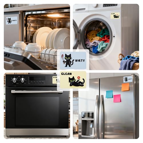 2-Pack Cat Design Dishwasher Clean Dirty Magnets - Reversible