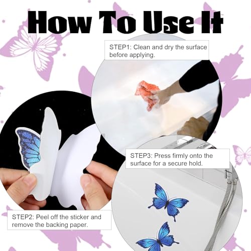 20 PCS Butterfly Non-Slip Bathtub Stickers - Waterproof Adhesive Safety Decor