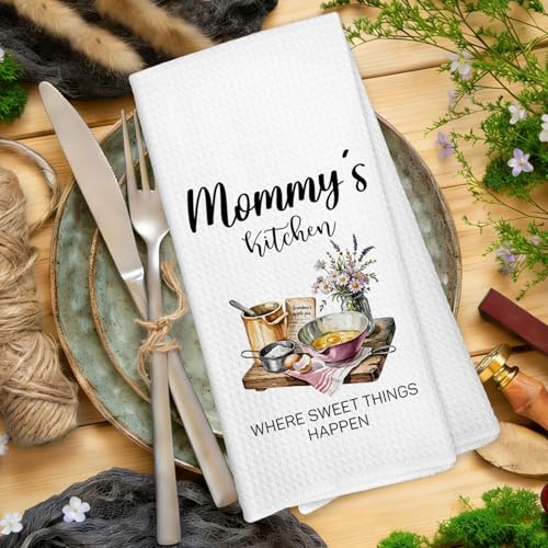 Mommy Kitchen Towel - Decorative 16x24 Inch Hand Towel for Mother's Day