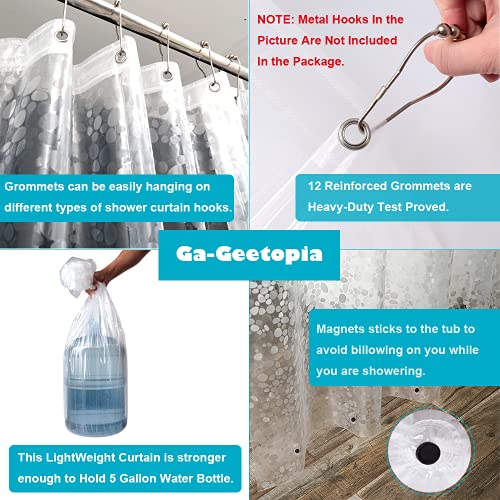 Ga-Geetopia 3D Pebbles EVA Shower Curtain Liner 72x72 Inch, Clear, Waterproof, Rustproof Grommets
