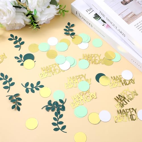 Sage Green Happy Birthday Confetti Table Scatter Decorations - 200 Pcs