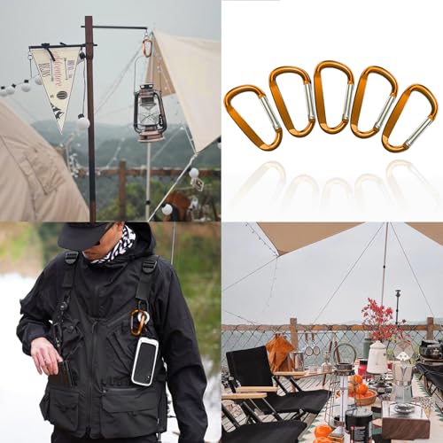 3" Aluminum Carabiner Clips, 12PCS D Ring Shape Keychain Carabiners Hook Buckle