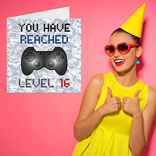 Gamer Birthday Card - You Have Reached Level 16 | Fun Video Game Design