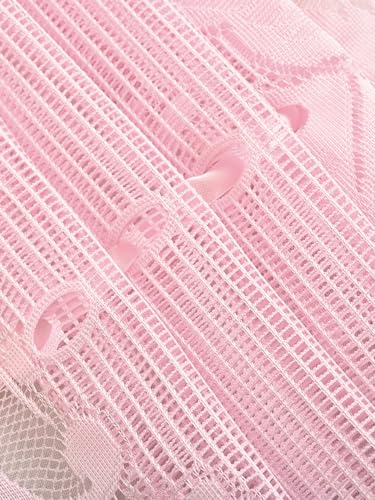 Jayla Pink Floral Lace Curtain Swag, Semi-Sheer Kitchen Valance 39x39 Inch