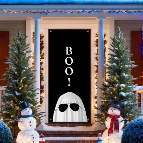 Boo Ghost Halloween Door Cover Backdrop - 35x79 Inch - Goblin05