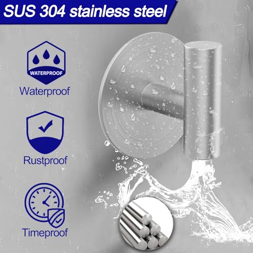 Bntuk Waterproof Adhesive Wall Hooks, Silver - 2 Pack for Towels & Coats