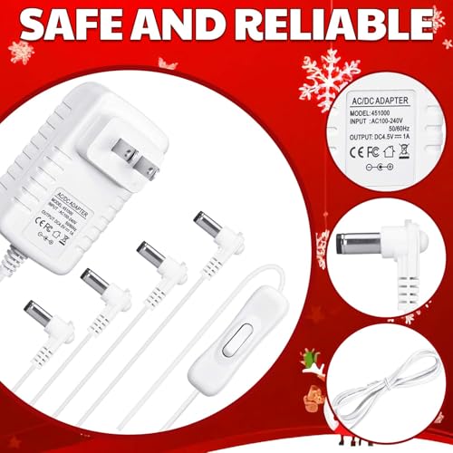 Relaxweex 4 Output Heads Power Adapter with Switch - White, 4.5V, 4-Outlet