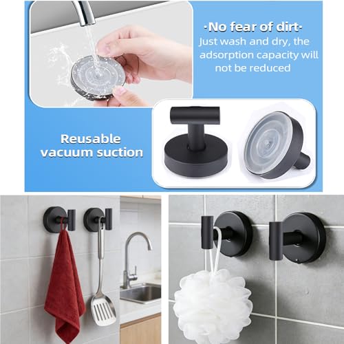 Regetek Suction Cup Shower Hooks - Waterproof and Removable Towel Hooks