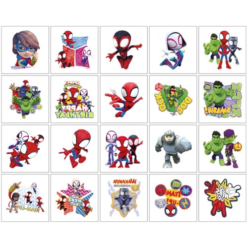 Spider-Man Temporary Tattoos for Kids 20 Sheets Waterproof Party Favors