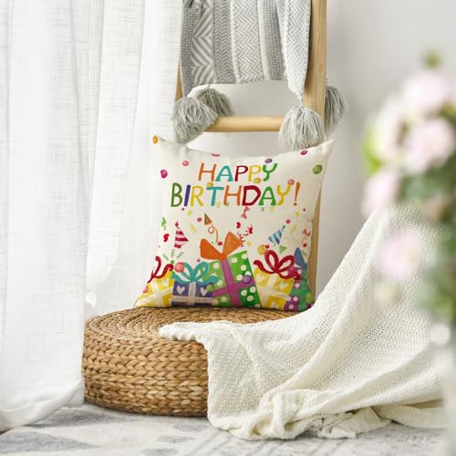 Happy Birthday Throw Pillow Cover 18x18 Inch - AVOIN colorlife