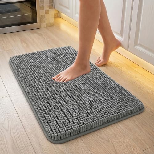 Utopia Home Non-Slip Microfiber Bath Rug 17x24 Inch - Grey
