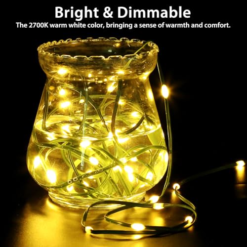 Battery Operated String Lights with Remote & Timer - Green Wire, 16.5ft, Warm White, 50 LEDs, 4 Pack