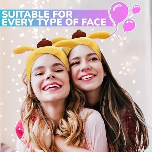 LIBERHAUS Plush Bear Ears Headband – Kawaii Yellow Spa & Makeup Hair Band