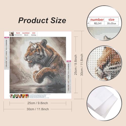 Tiger Diamond Painting Kit for Adults - Full Drill DIY Art 12x12