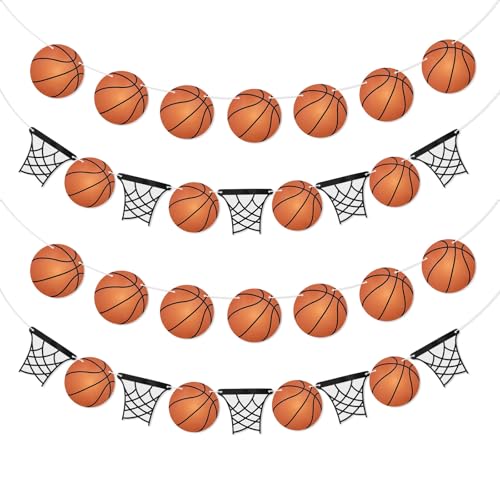 Tinoaly 4-Piece Basketball Party Banner Set Pre-Strung Sports Decor