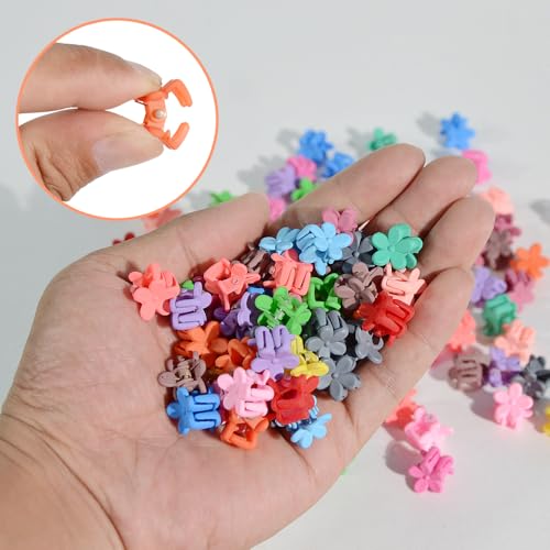 Yongdeli Mini Flower Hair Claw Clips 50-Pack Matte Colors Small Hair Grips