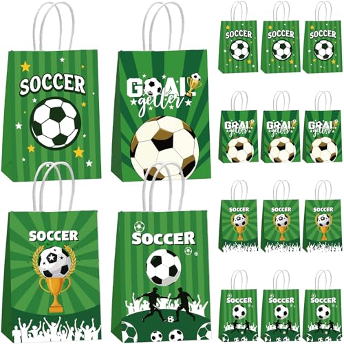 Dimore 12 Pcs Soccer Paper Gift Bags with Handles for Party Favors