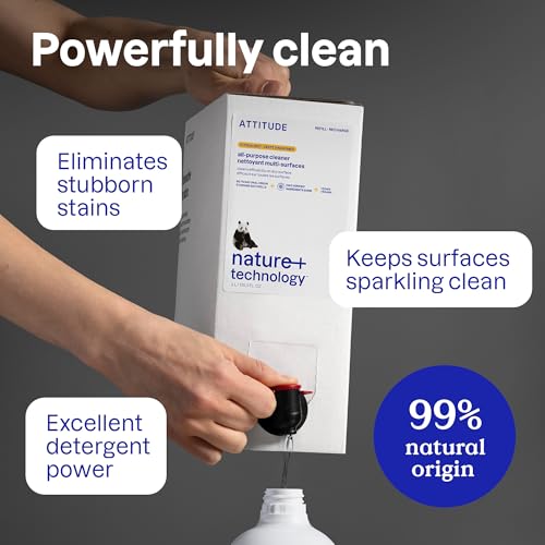 ATTITUDE All-Purpose Cleaner Refill - EWG Verified, Plant-Based, Citrus Scent, 135.26 Fl Oz
