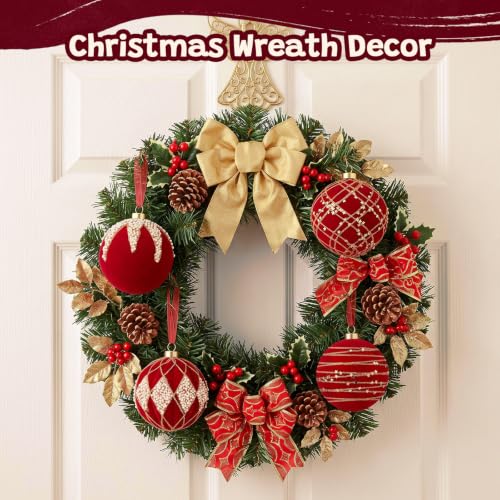 Red Velvet Christmas Ornaments Set - 12 Pieces, 3.15 Inch Flocking Holiday Balls, Variation of THIS listing