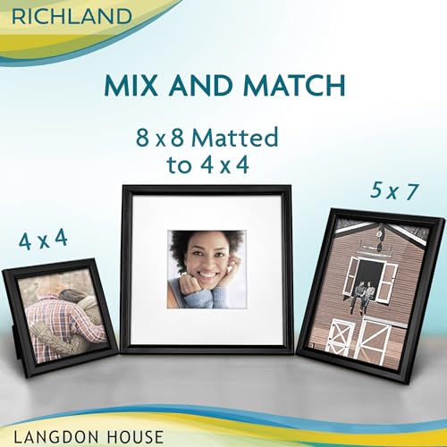4x4 Black Picture Frame with Bevel Edge - Modern Polystyrene Design