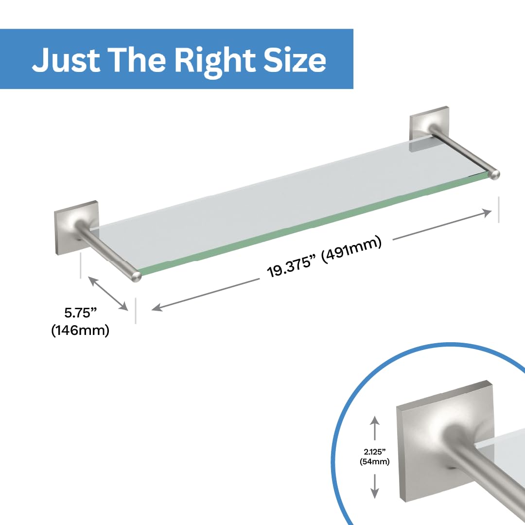 Gatco 5596 Waterline Glass Shelf, Satin Nickel