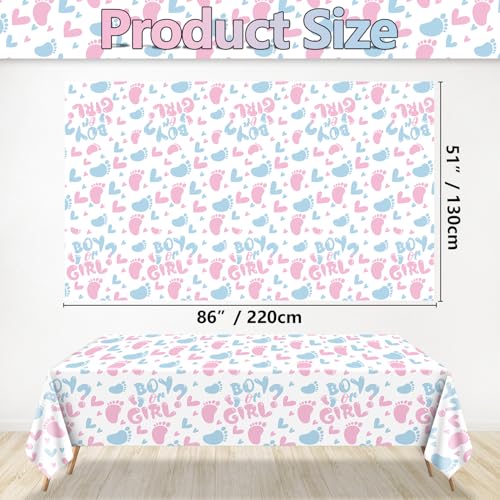 Gender Reveal Tablecloth 2-Pack, Pink and Blue Party Table Covers 51x86 Inch