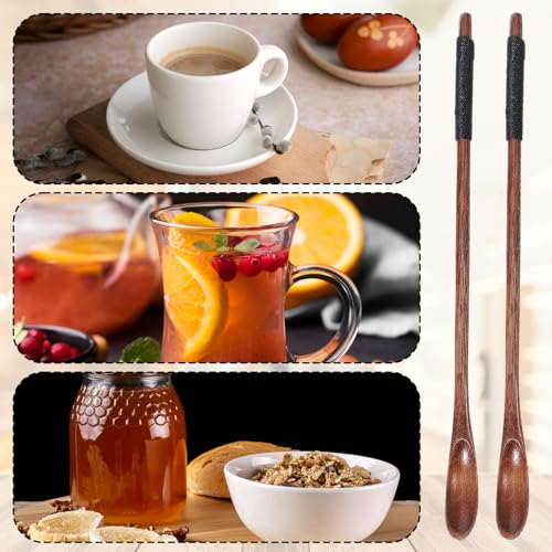 2-Pack Wooden Coffee Spoons - 7.7-Inch Long Handle for Stirring