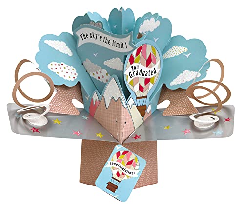 3D Pop-Up Graduation Card - 'The Sky's The Limit' with Envelope