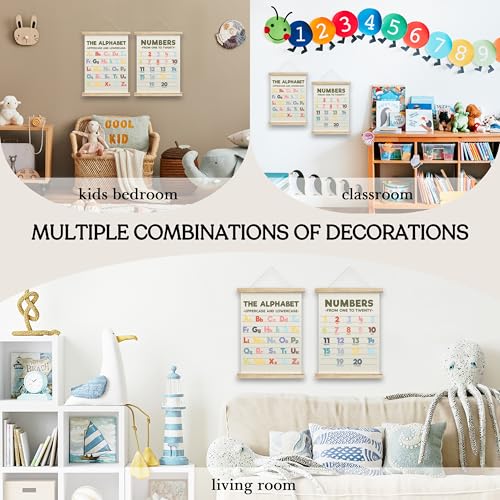 Alphabet Chart and Number Poster with Hanger Frame Set of 2
