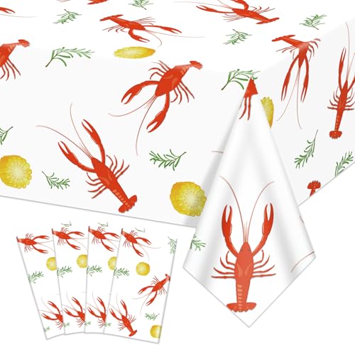 QUERICKY 4 Pack Crawfish Boil Plastic Tablecloths 87x51