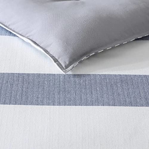 Nautica - Twin Comforter Set, Reversible Cotton Bedding with Matching Sham, Medium-Weight, Dorm Essentials, Oeko-Tex Certified (Fairwater Blue)