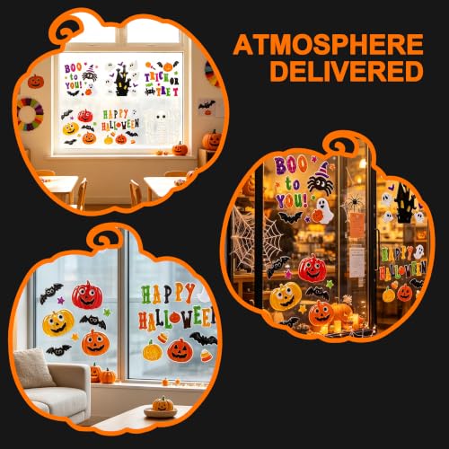 Halloween Window Gel Clings - 6 Sheets of Festive Stickers