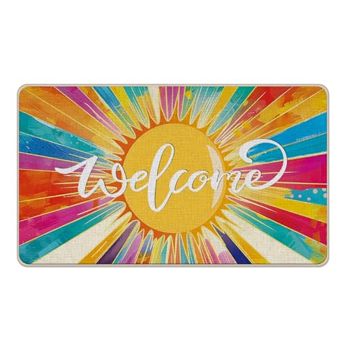 Colorful Sunshine Welcome Doormat - Non-Slip Indoor/Outdoor Rug