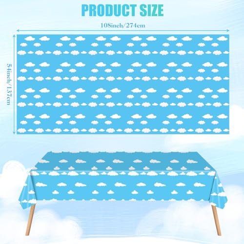 Blue Sky Clouds Birthday Tablecloth - 54 x 108 Inch Party Cover