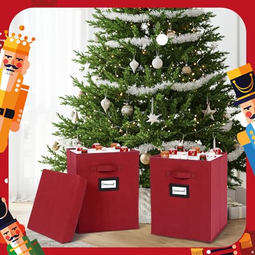 Deep Red 2 Pcs 16 Inch Nutcracker Storage Box - 9-Compartment Organizers