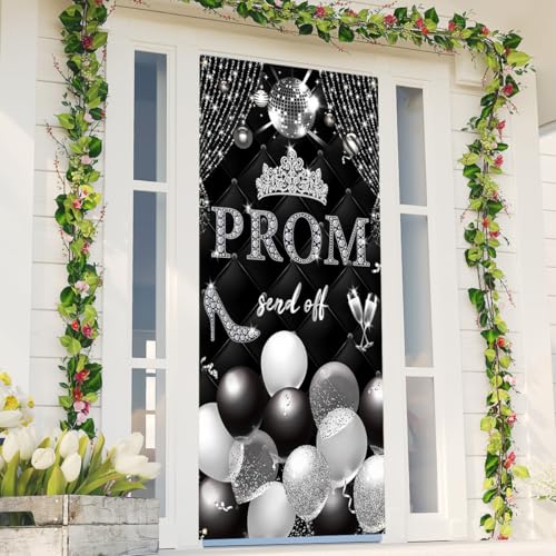 Class of 2025 Graduation Backdrop Banner 71x35 Black Silver Sign Decor