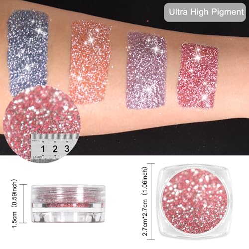 SIUSIO Reflective Glitter Powder Set, 8 Colors Diamond Nail Glitters Dust
