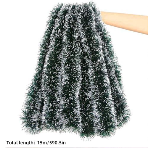 Dark White 50ft Christmas Tinsel Garland for Holiday Decorations & DIY Crafts
