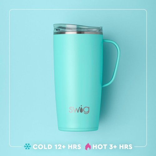 Swig Life 22oz Travel Mug, Insulated Tumbler with Handle and Lid, Travel Coffee Mug, Cup Holder Friendly, Stainless Steel 22 oz Tumbler, Reusable Insulated with Lid (Saturdays in Starkville)